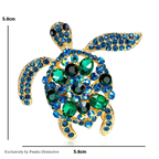 PENDRA Ocean Turtle Rhinestone Animal Brooch