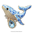 PENDRA Ocean Whale Crystal Animal Brooch