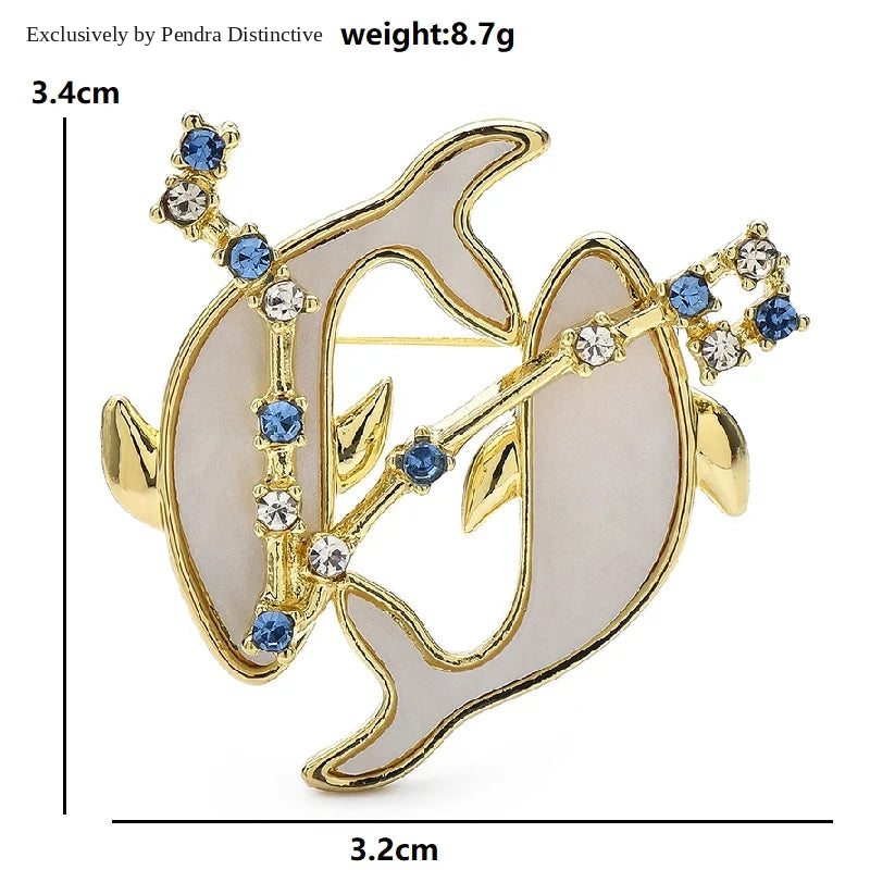 PENDRA Oceanic Crystal Dolphin Brooch