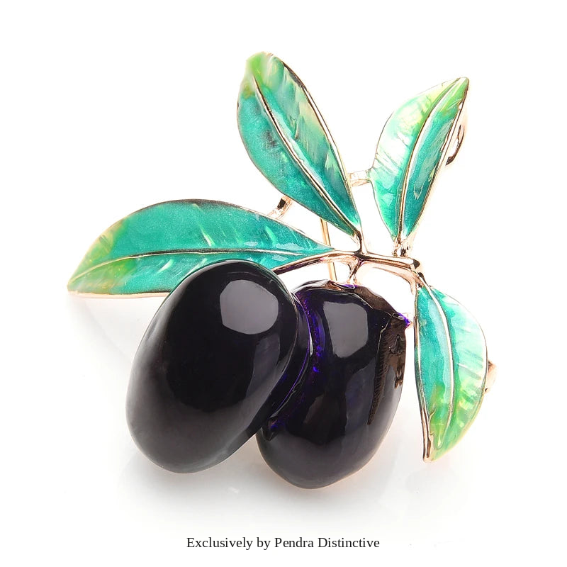 PENDRA Olivetta Purple Enamel Olive Brooch