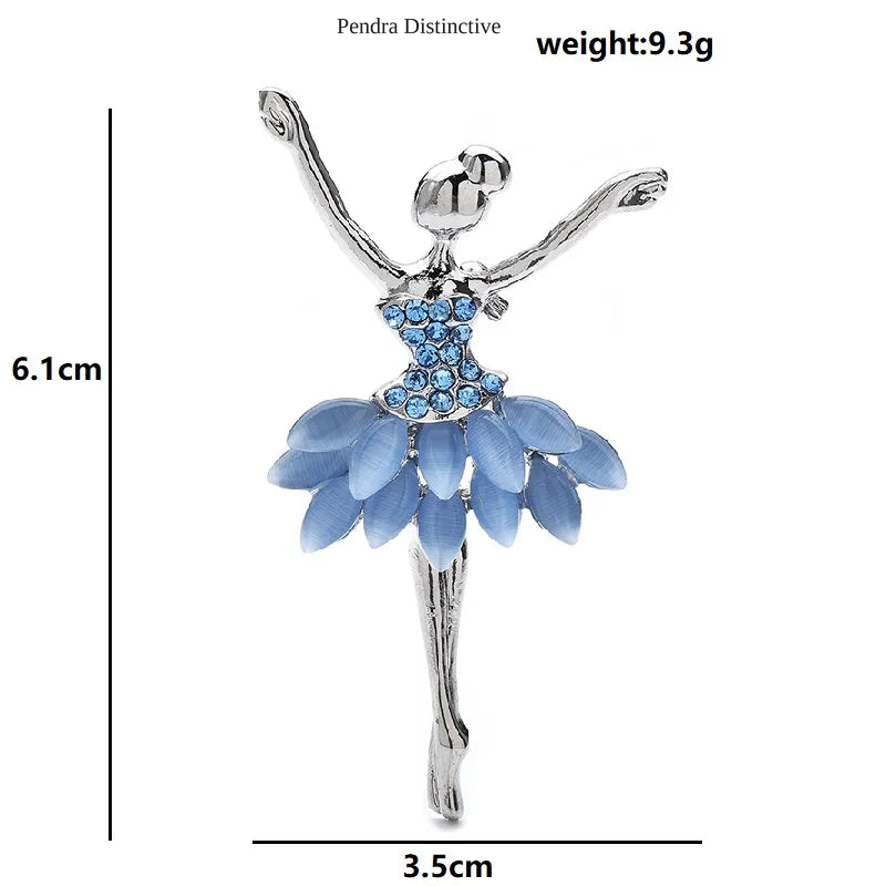 PENDRA Charming Opal Ballet Lady Character Brooch