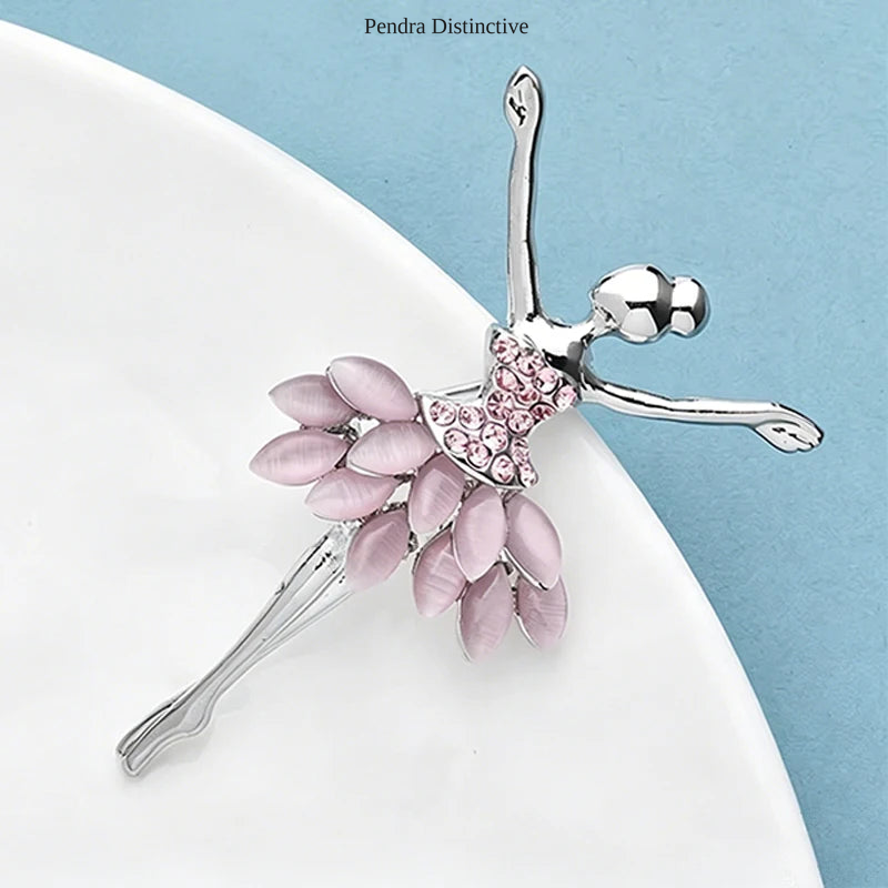 PENDRA Charming Opal Ballet Lady Character Brooch