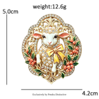 PENDRA Opal Enamel Rhinestone Sheep Brooch