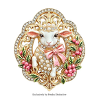 PENDRA Opal Enamel Rhinestone Sheep Brooch