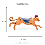 PENDRA Orange Spot Enamel Running Leopard Brooch