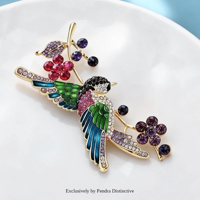 PENDRA Orchard Enamel Bird Brooch