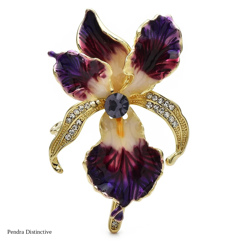 PENDRA Orchid Elegant Enamel Flower Brooch