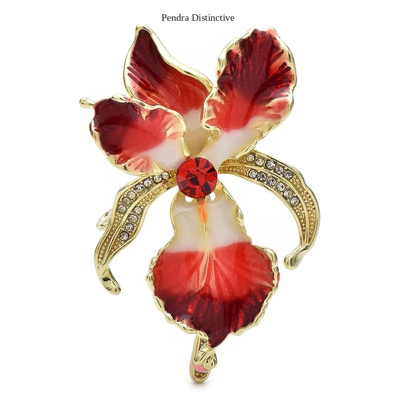 PENDRA Orchid Elegant Enamel Flower Brooch