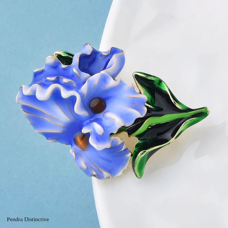 PENDRA Orchidelle Beautiful Enamel Orchid Brooch