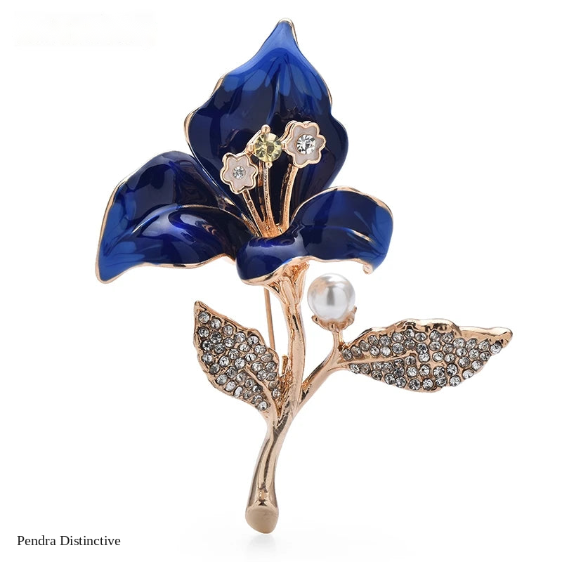 PENDRA Orchidelle Large Enamel Orchid Flower Brooch