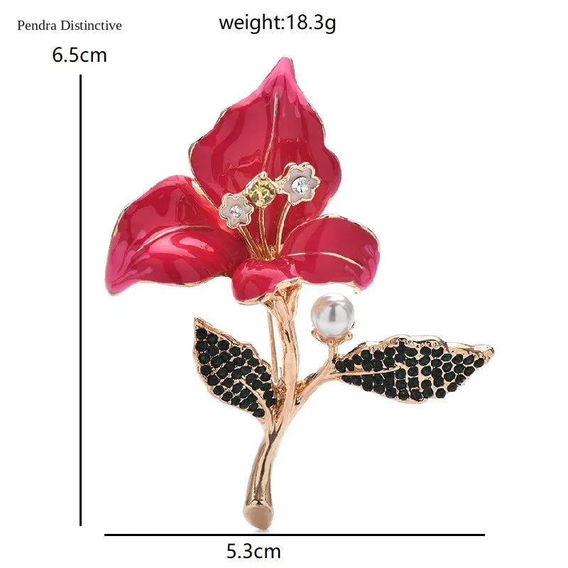 PENDRA Orchidelle Large Enamel Orchid Flower Brooch