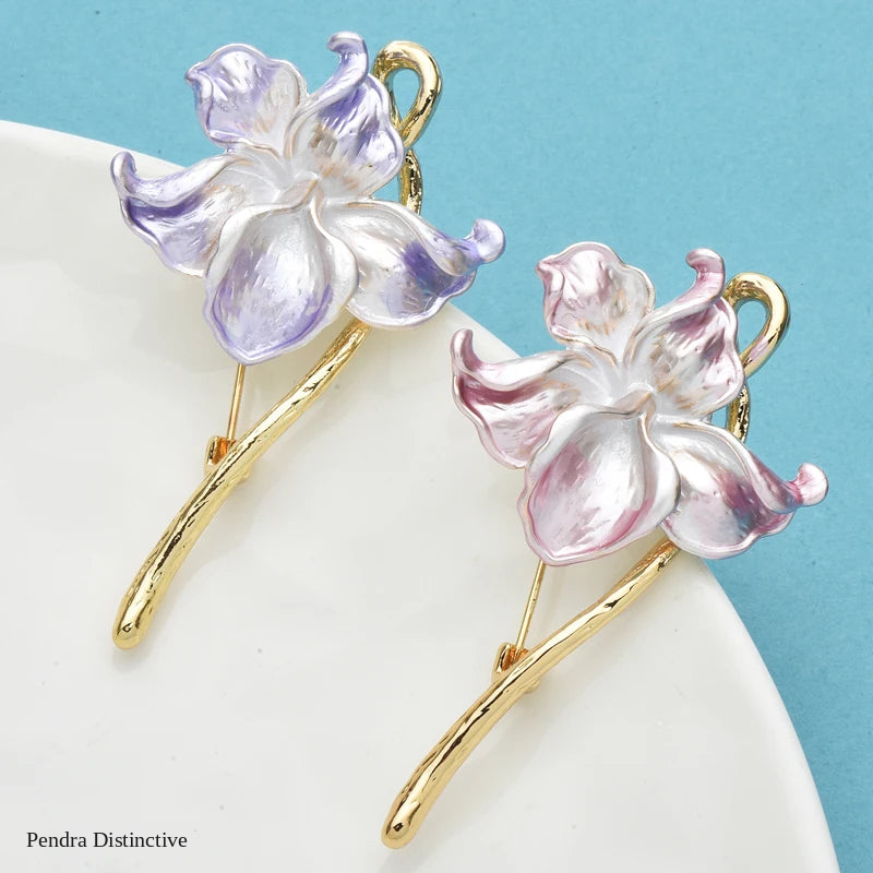 PENDRA Orchidelle Pretty Enamel Orchid Brooch