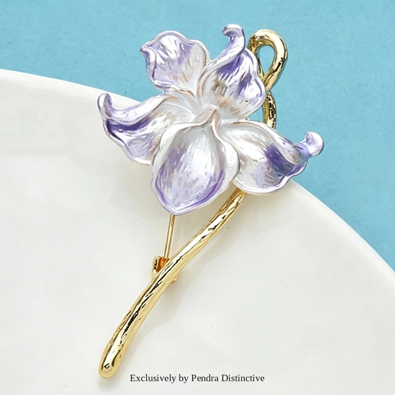 PENDRA Orchidelle Pretty Enamel Orchid Brooch