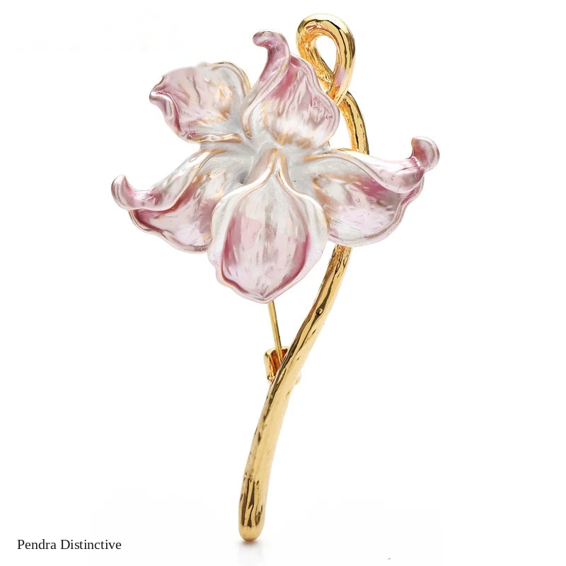 PENDRA Orchidelle Pretty Enamel Orchid Brooch
