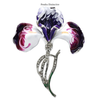 PENDRA Orchidia Enamel Rhinestone Orchid Brooch