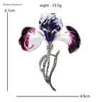 PENDRA Orchidia Enamel Rhinestone Orchid Brooch