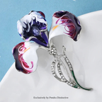 PENDRA Orchidia Enamel Rhinestone Orchid Brooch