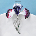 PENDRA Orchidia Enamel Rhinestone Orchid Brooch