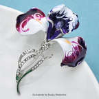PENDRA Orchidia Enamel Rhinestone Orchid Brooch