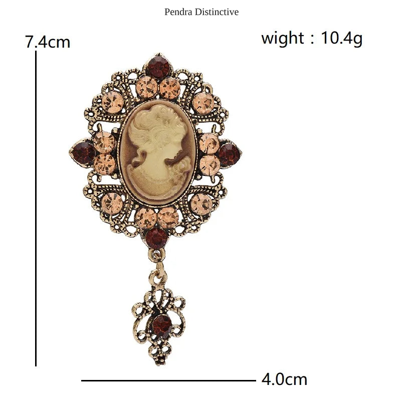 PENDRA Vintage Palace Cameo Lady Brooch