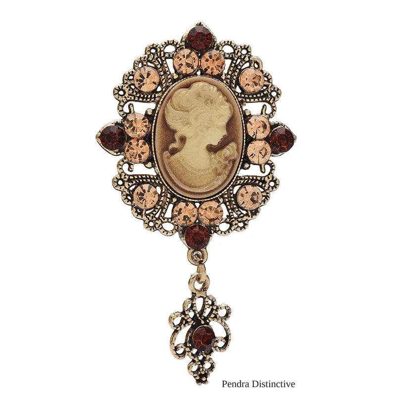 PENDRA Vintage Palace Cameo Lady Brooch