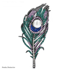 PENDRA Peacock Rhinestone Feather Brooch