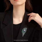 PENDRA Peacock Rhinestone Feather Brooch