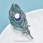 PENDRA Peacock Rhinestone Feather Brooch