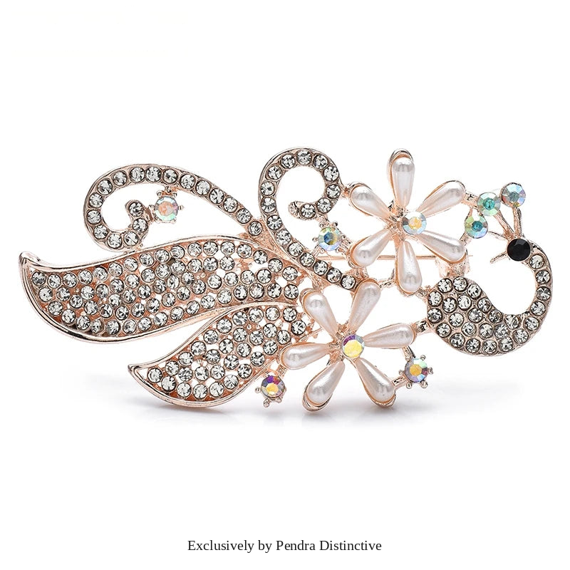 PENDRA Peacora Pearl Peacock Brooch