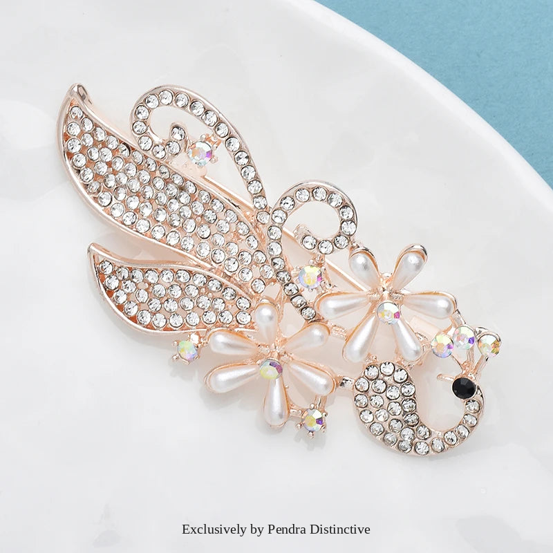 PENDRA Peacora Pearl Peacock Brooch