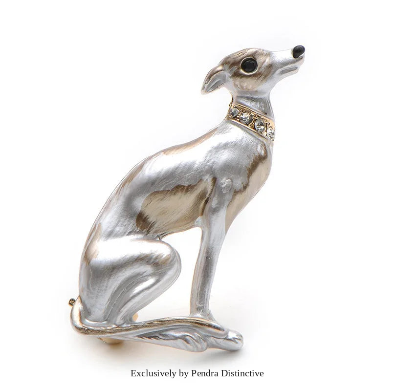 PENDRA Pearl Dog Rhinestone Animal Brooch