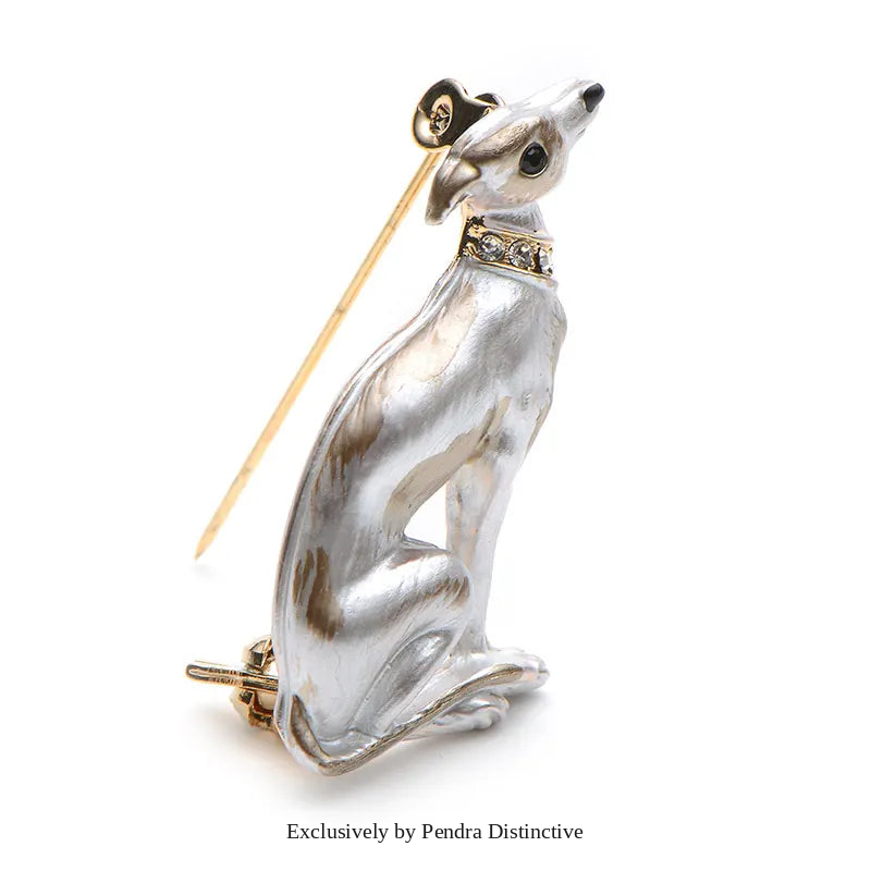 PENDRA Pearl Dog Rhinestone Animal Brooch