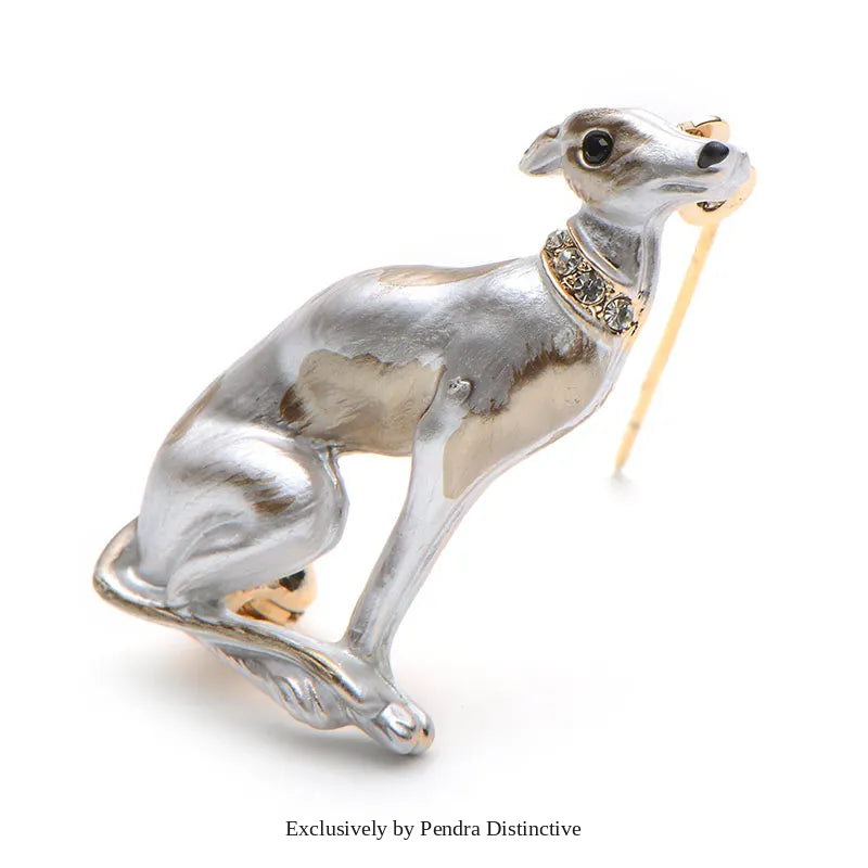 PENDRA Pearl Dog Rhinestone Animal Brooch