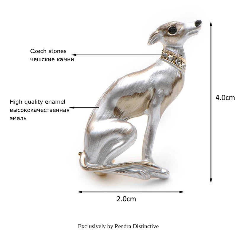 PENDRA Pearl Dog Rhinestone Animal Brooch