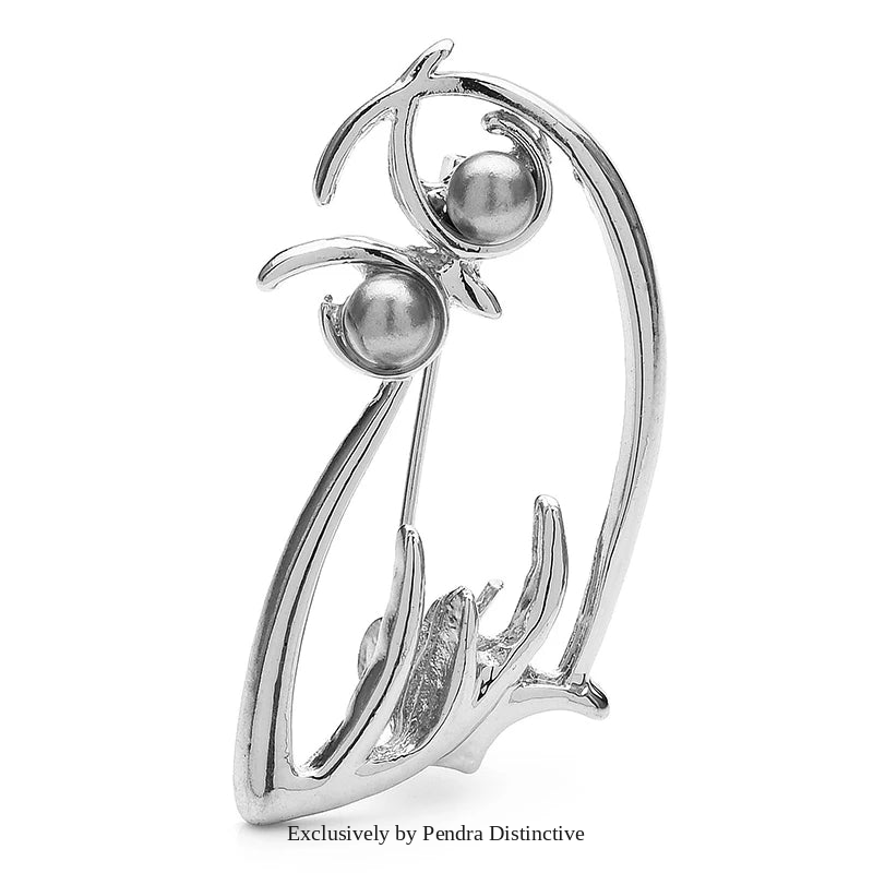 PENDRA Pearl Eye Owl Metal Brooch