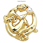 PENDRA Stainless Steel Pearl Lady Brooch