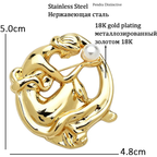 PENDRA Stainless Steel Pearl Lady Brooch