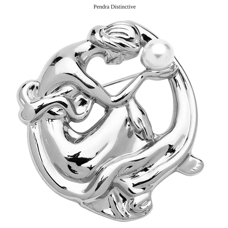 PENDRA Stainless Steel Pearl Lady Brooch