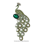 PENDRA Pearl Peacock Rhinestone Bird Brooch