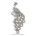 PENDRA Pearl Peacock Rhinestone Bird Brooch