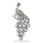 PENDRA Pearl Peacock Rhinestone Bird Brooch
