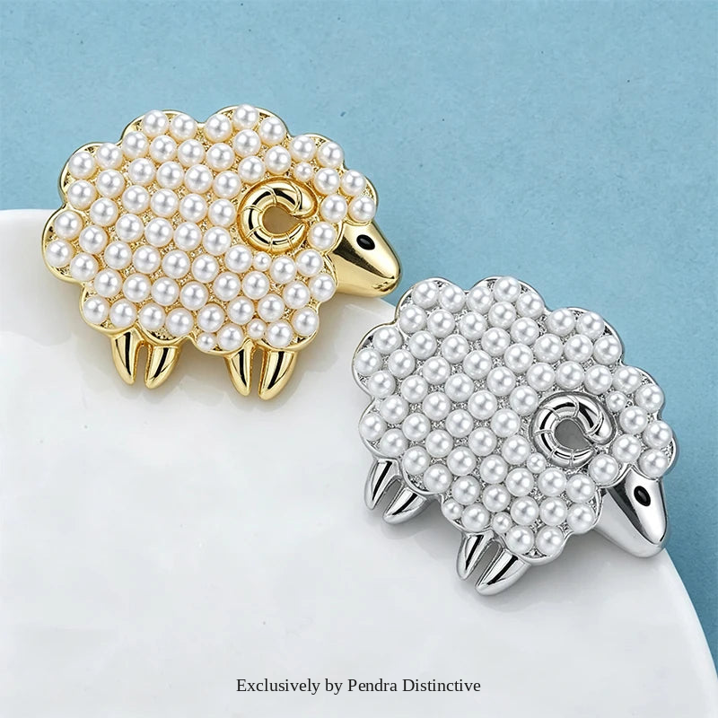 PENDRA Pearl Sheep Animal Brooch