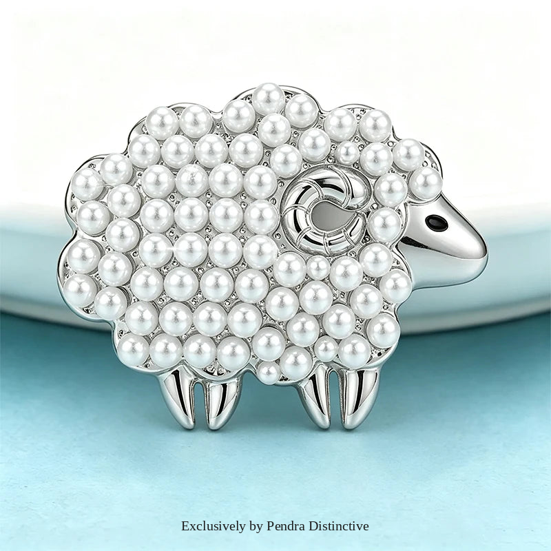 PENDRA Pearl Sheep Animal Brooch