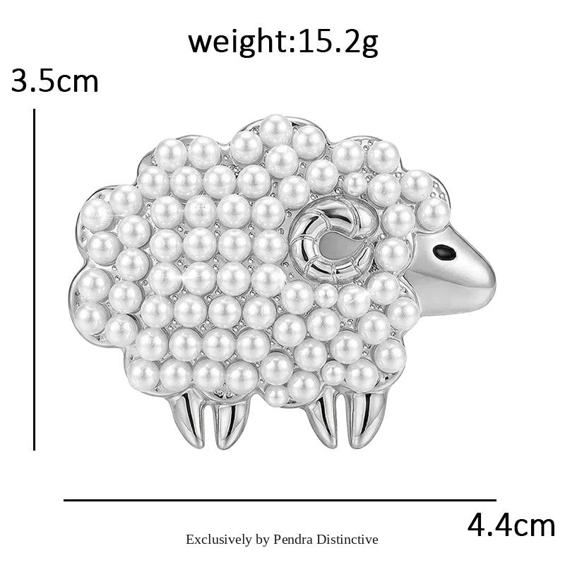 PENDRA Pearl Sheep Animal Brooch