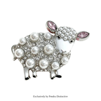PENDRA Pearl Sheep Rhinestone Brooch