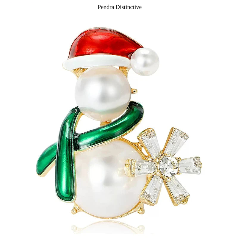PENDRA Lovely Pearl Snowman Brooch