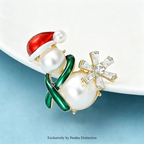 PENDRA Lovely Pearl Snowman Brooch