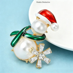PENDRA Lovely Pearl Snowman Brooch