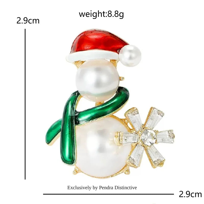 PENDRA Lovely Pearl Snowman Brooch