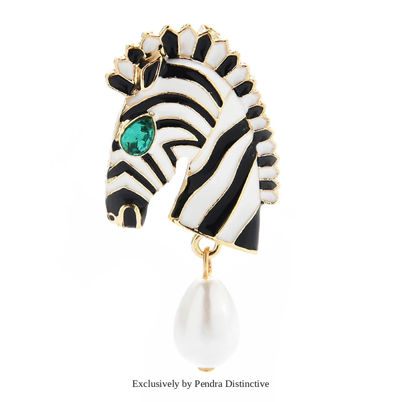 PENDRA Pearl Zebra Brooch